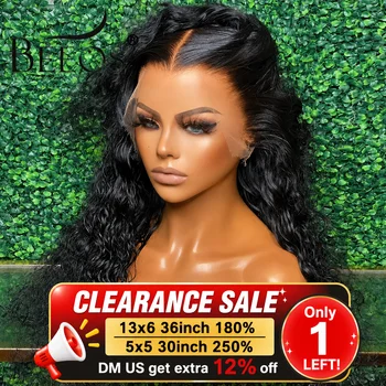 Parrucca riccia da 36 pollici con frontale in pizzo HD 13x6, onda d'acqua, pizzo trasparente HD 13x4, parrucche di capelli umani per donne, brasiliane, pre-strappate