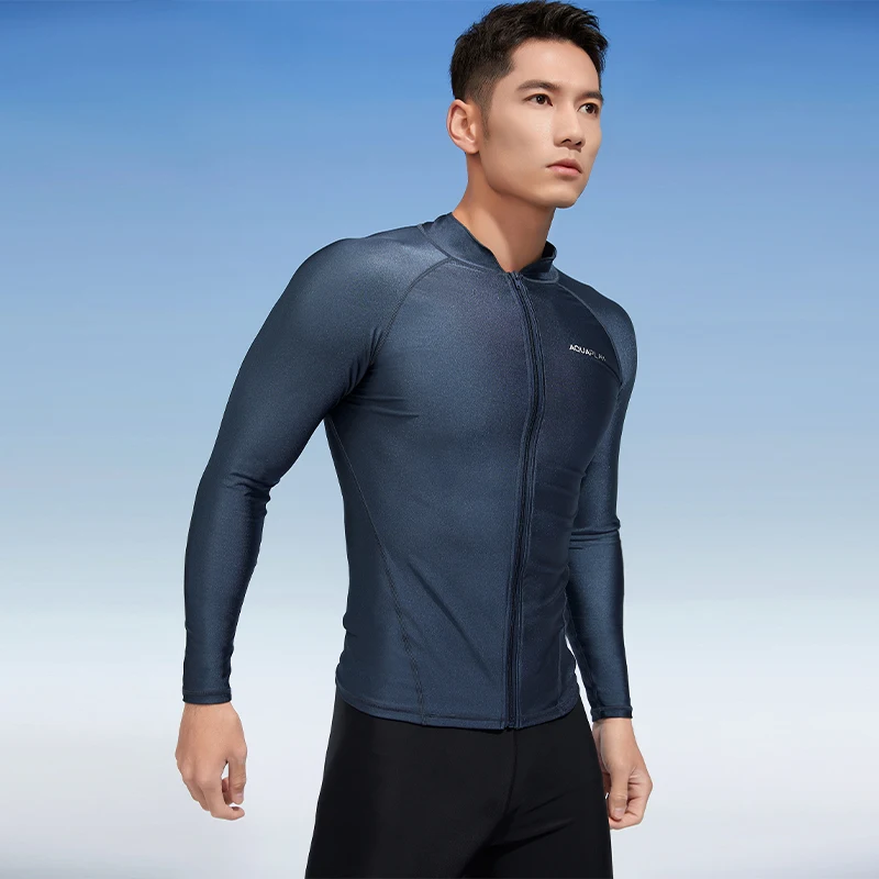 AquaPlay Men&lsquo;s Rash Guard Surfing Diving Swimwear Full Zipper Long Sleeve Suit Swimming Surf Clothing Outdoor Sport Fitness
