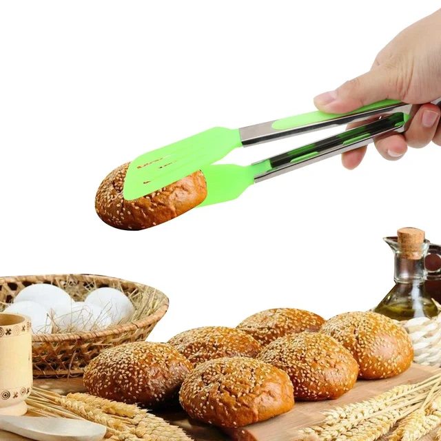 Kitchen Cooking Tools Non-Stick Kitchen Tongs Stainless Steel Handle Utensil Pizza Bread Steak Clip Salad Serving BBQ Tongs 2