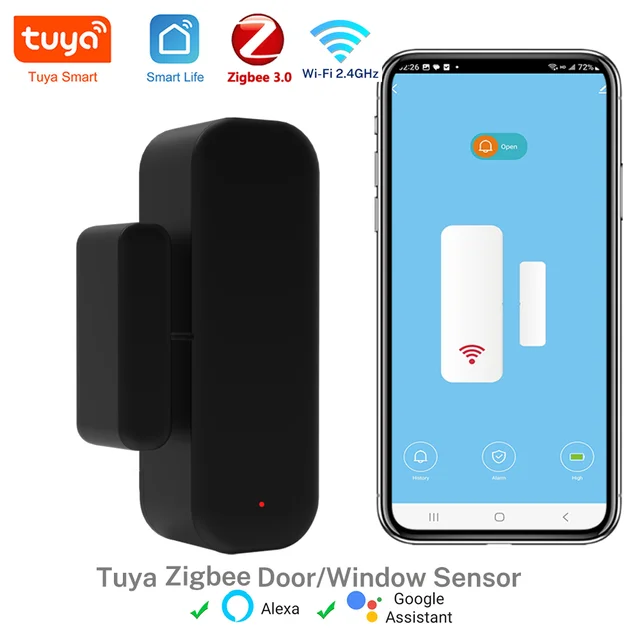 Tuya Zigbee WiFi Door Sensor Window Sensor Contact Sensor For Smart Home Smart Life APP Remote Control Compatible with Alexa 1