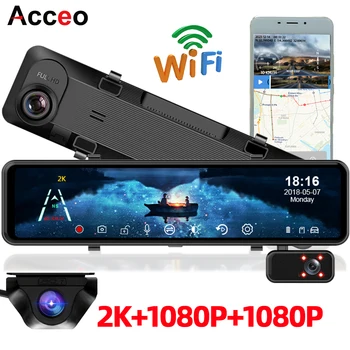 대시 캠 3 카메라 렌즈, 자동차 DVR, GPS WIFI, 11.26 인치 룸 백미러, 지지대 블랙 박스, 후방 캠뷰 녹음기