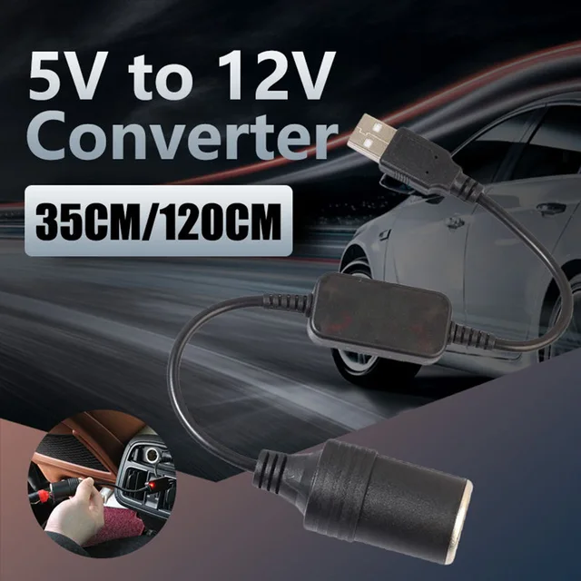 Convertisseur inverseur d'allume-cigare de voiture USB 5v à 12v - Cablematic