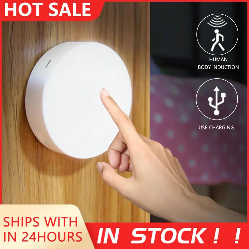 

PIR Motion Sensor LED Night Light USB Rechargeable Night Lamp For Kitchen Cabinet Wardrobe Lamp Staircase Wireless Closet Light