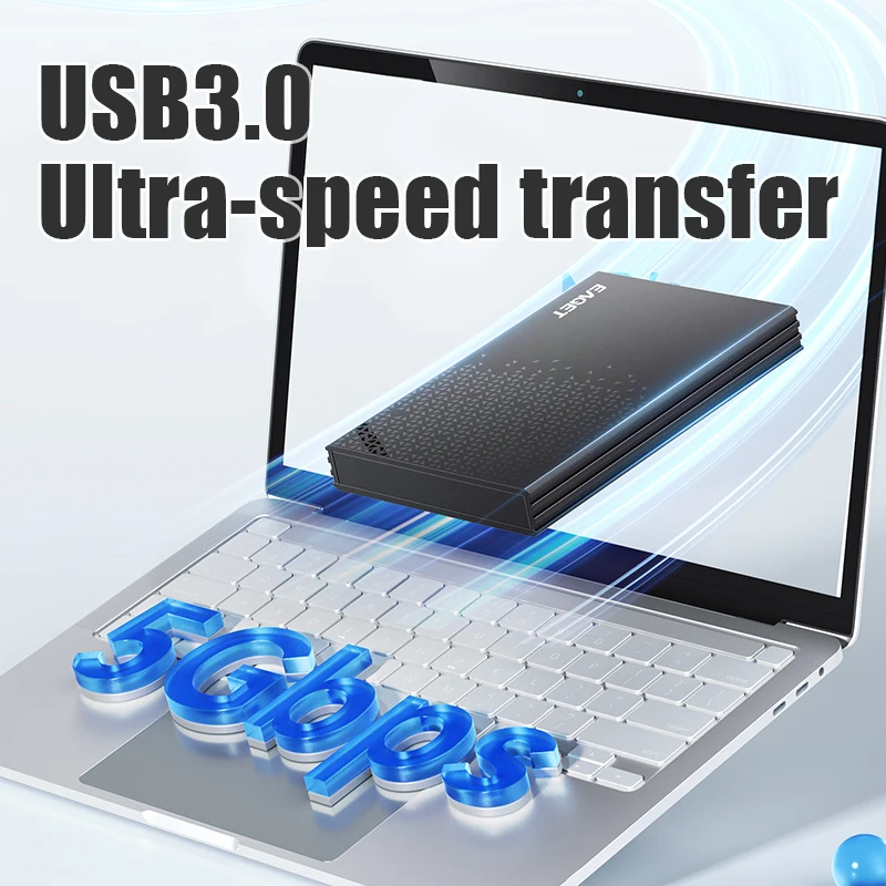 Eaget 외장 하드 드라이브 박스 HDD 케이스, 2.5 인치, 5Gbps SATA-USB C 3.2 Gen 1, SATA 하드 디스크 SSD HDD 인클로저용 HDD 박스