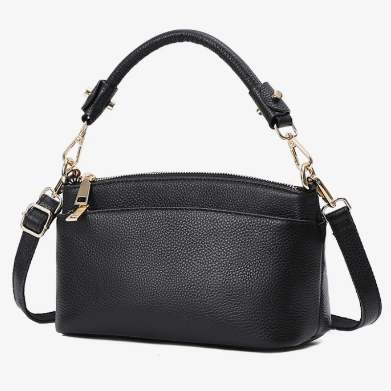 

Hot， Fashion Women's Purse and Handbag Cowhide One Shoulder Messenger Bag New Quality Litchi Genuine Leather Shell Type Bag
