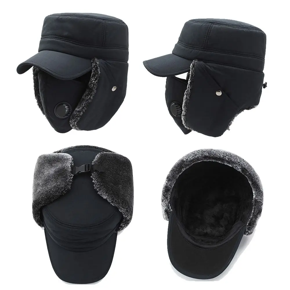 Adjustable Windproof Winter Men Bomber Hat Winter Ski Mask Sports Outdoors Thick Balaclava Cotton Fur Earflap Hat