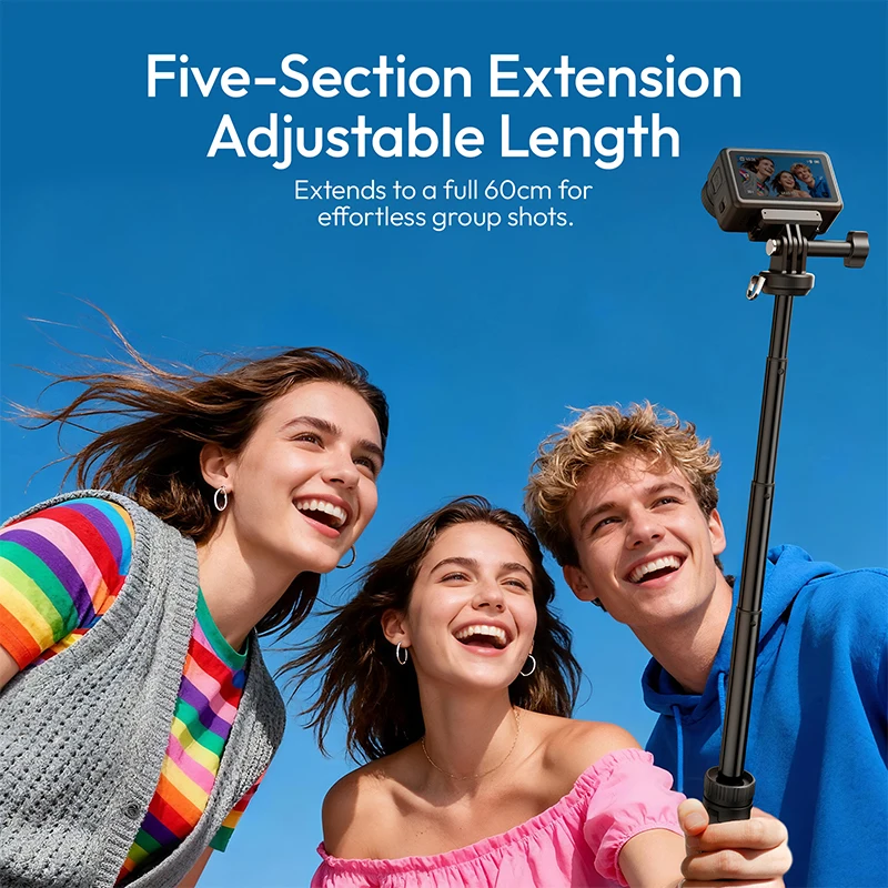 Ulanzi MT92 Action Camera Selfie Stick Tripod Five-Section Extension for Vlogging Livestreaming Outdoor Travel Photography Shots