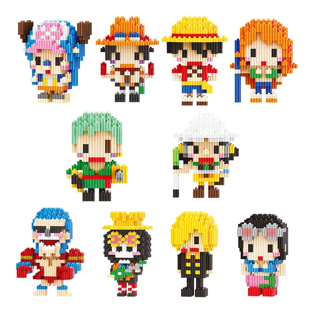 One Piece Connection Building Blocks Luffy Chopper Nami Sanji Zoro Usopp Ace Franky Brook Robi Diamond Brick Figure Toy For Kids 2