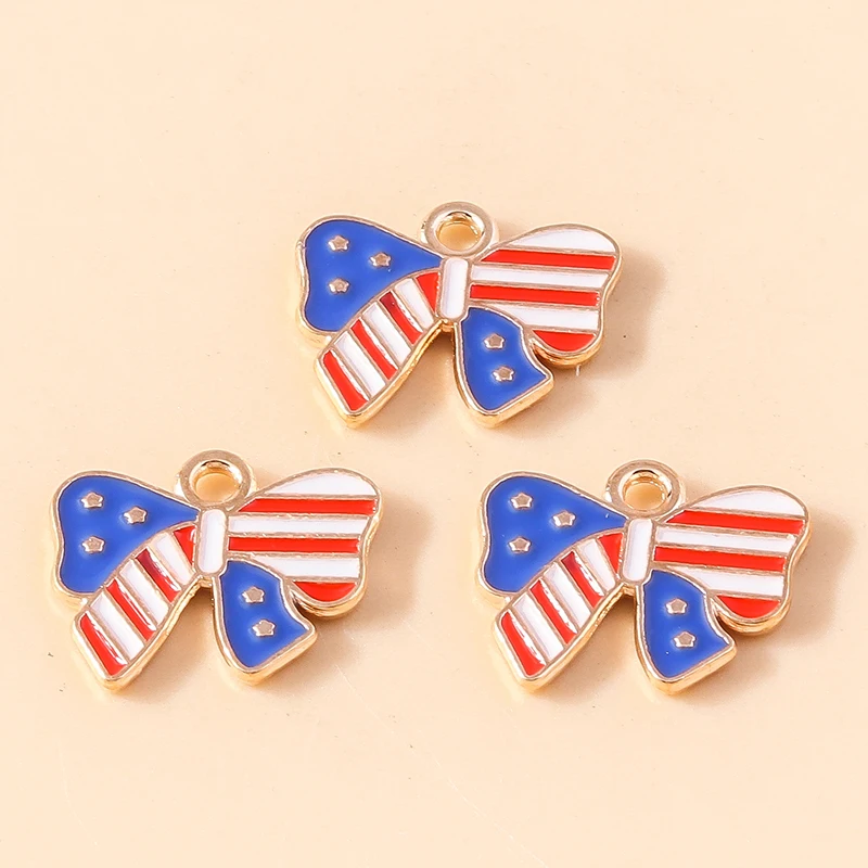 Leslie 10 Stück neue Emaille-Anhänger mit amerikanischer Flagge, Unabhängigkeitstag, USA-Flagge, Feierlichkeiten, Schmuck, Halskette, Armband, Ohrringe – Detail 13