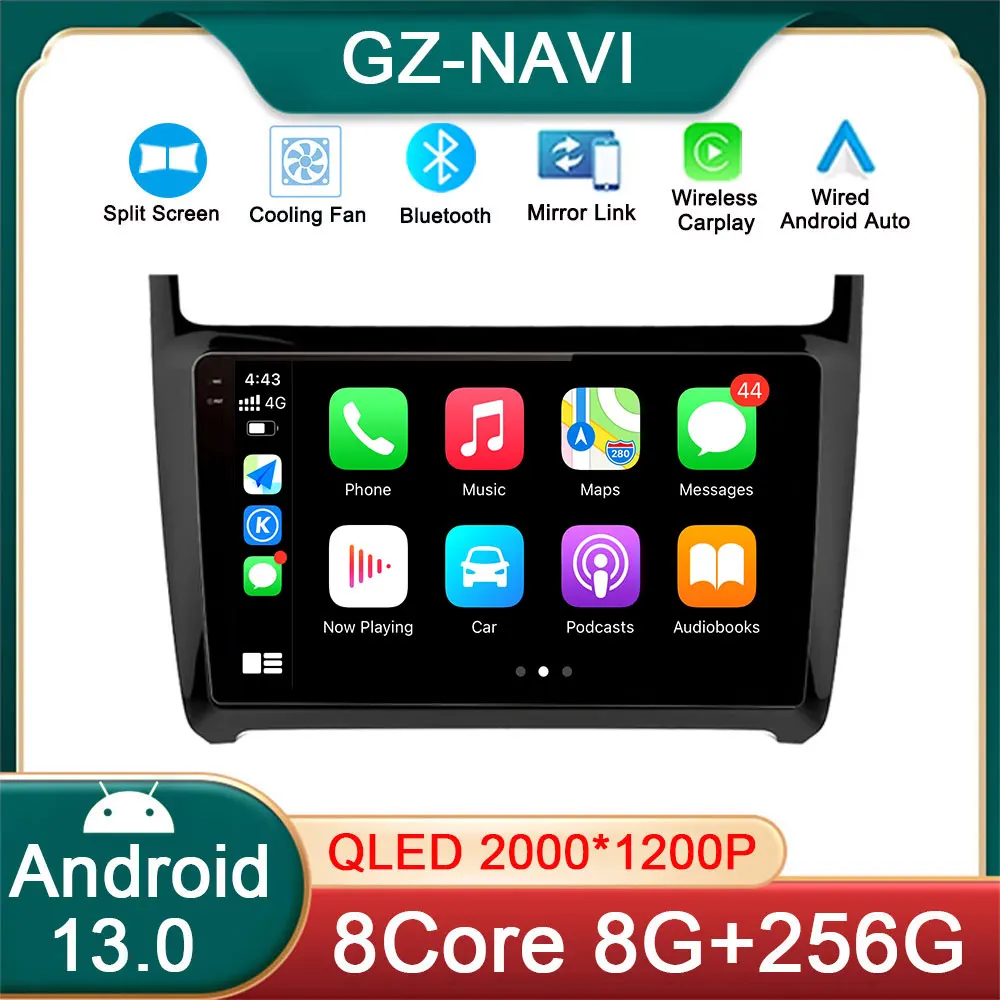 

9 "Android 13 для VW Volkswagen POLO 5 Седан 2008-2020 Беспроводная Автомагнитола Carplay Автомобильная Мультимедийная система GPS-навигация Авто Radi