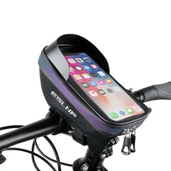 Waterproof Bike Phone Holder Bag - Front Frame Handlebar Pouch (Black)