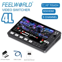FEELWORLD L4 10.1"Touch Multi-camera Video Mixer Switcher  USB3.0 Fast Streaming Broadcast Switcher SDI HDMI-compatibe 1