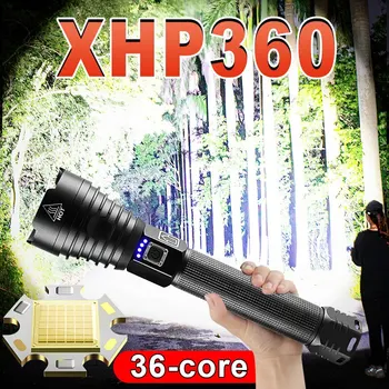 XHP90 LED 손전등 26650 USB 충전식 토치, 강력한 전술 플래시 라이트, 줌 가능 사냥 랜턴, 방수 핸드 램프