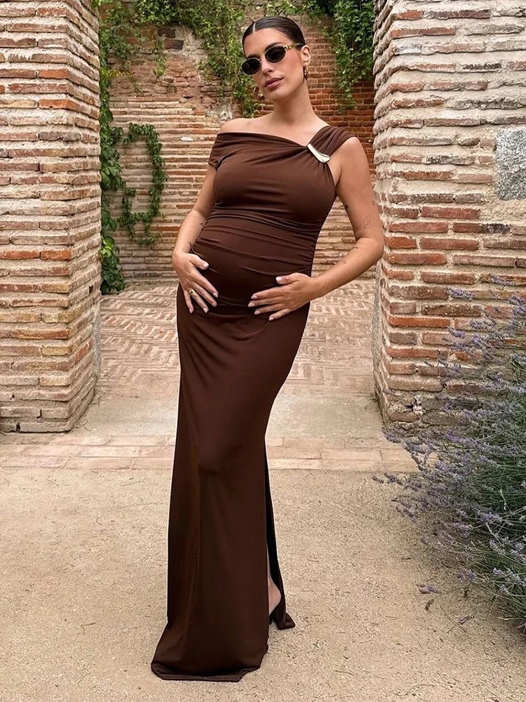 Weird Puss Off Shoulder Fashion Maxi Dress Women Summer Trend Metal Patchwork Sleeveless Robe Daily Casual Elegant Streetwear