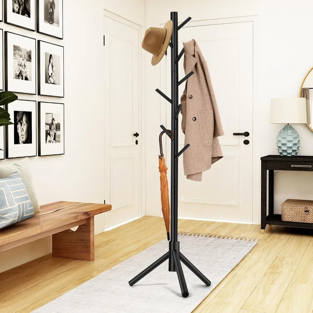 Coat Rack, Freestanding Coat Rack with 8 Hooks and 3 Adjustable Size Tree Coat Racks for Bedroom, Hallway, Entrance, Office, for