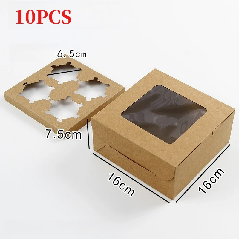 Cupcakedoos 4 gaten - Naturel (10 stuks)