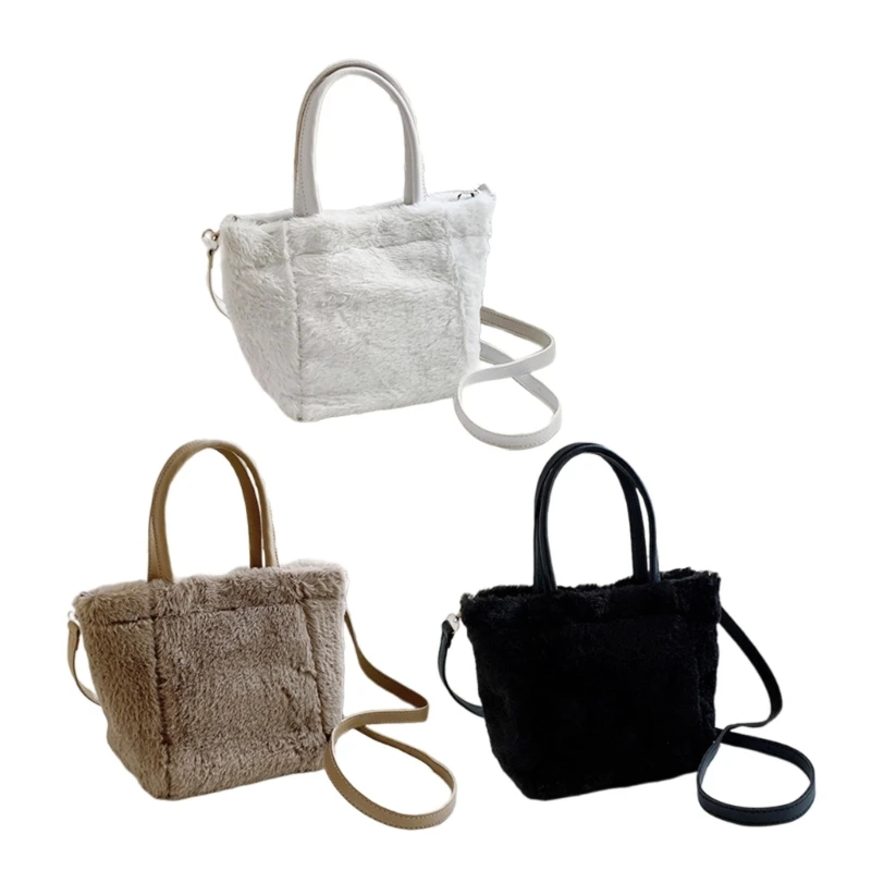 

Plush Shoulder Bag Stylish Carry Bag with Buckle for Women Girls