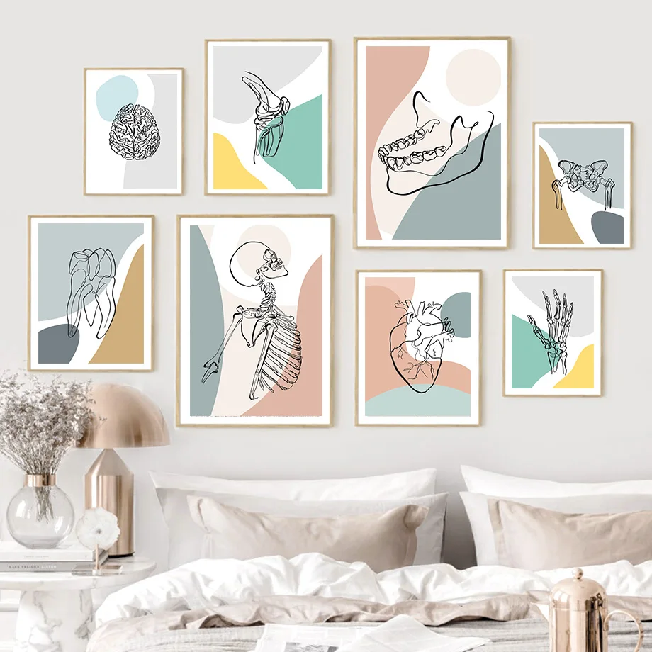 

Heart Skeleton Brain Teeth Hand Anatomy Medicine Posters And Prints Wall Art Canvas Painting Wall Pictures For Doctor Room Decor
