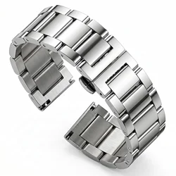 Premium Stainless Steel Metal Watch Band - Sleek Double - Fold Link Bracelet with Deployment Clasp - 21mm (All polished)