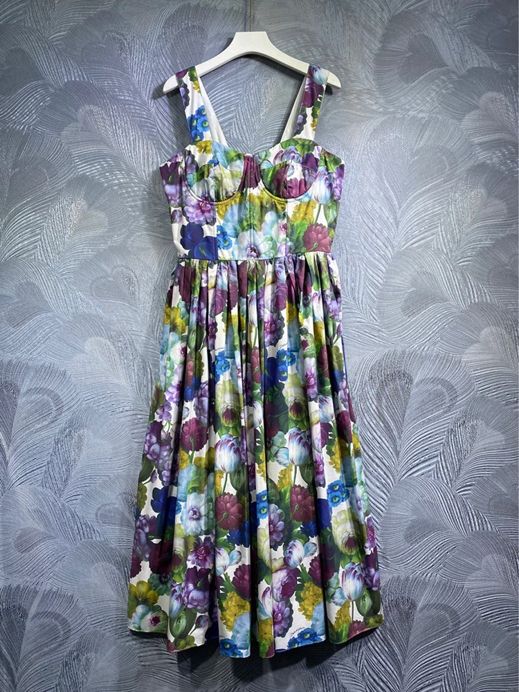 

Платье женское летнее из 100% хлопка, на тонких бретельках