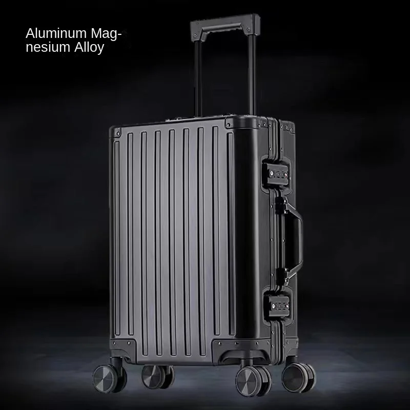 All-Aluminum Magnesium Alloy Luggage Men's and Women's  Aluminum Frame Universal Wheel Trolley Case  Boarding Travel  Suitcase