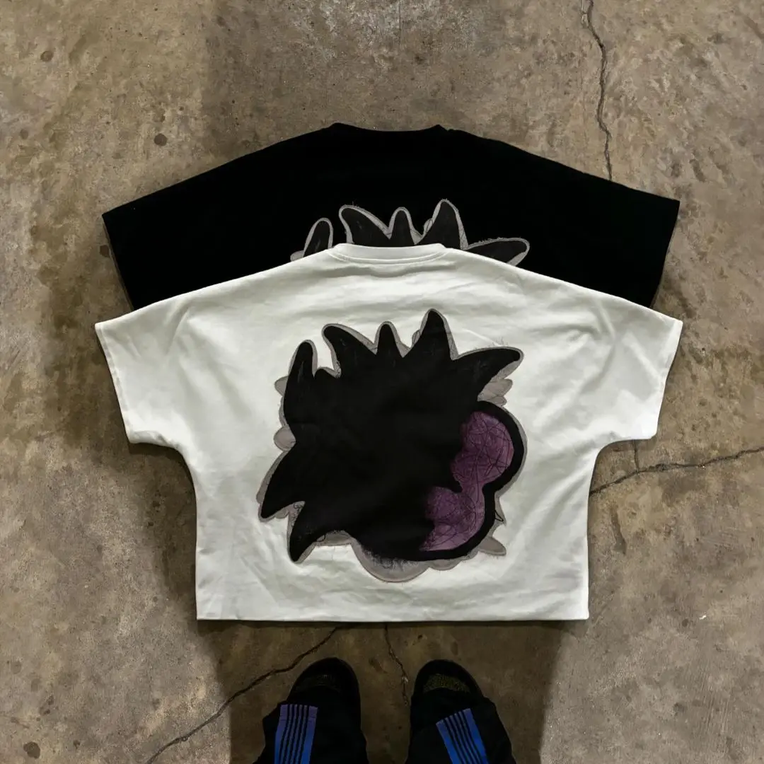 Street clothing large size pure cotton women T-shirt hip-hop fun cartoon pattern printed Gothic men and women short sleeves