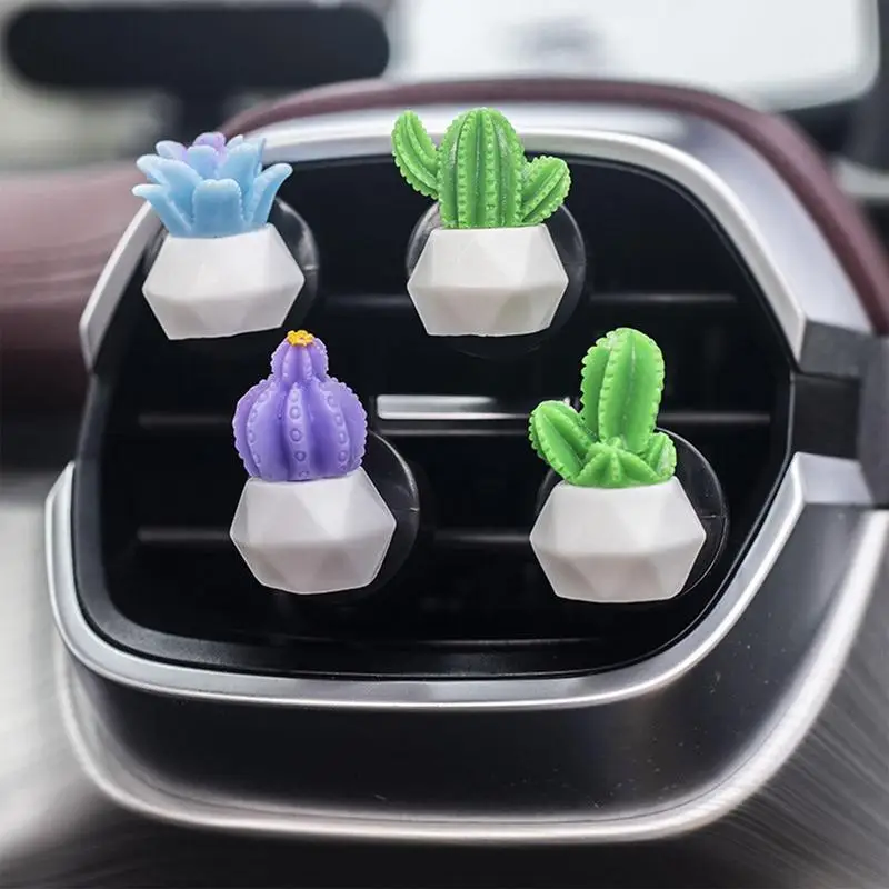 

Car Diffuser Air Freshener 4 Pcs Car Vent Clip With Green Plant Shape Auto Air Outlet Fragrance For Car Interior Accessories