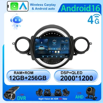 Android16 Radio Qled para BMW MINI Cooper R56 R60 2007 - 2014 sistemas inteligentes de coche navegación GPS Carplay Android auto WIFI + 5G 1