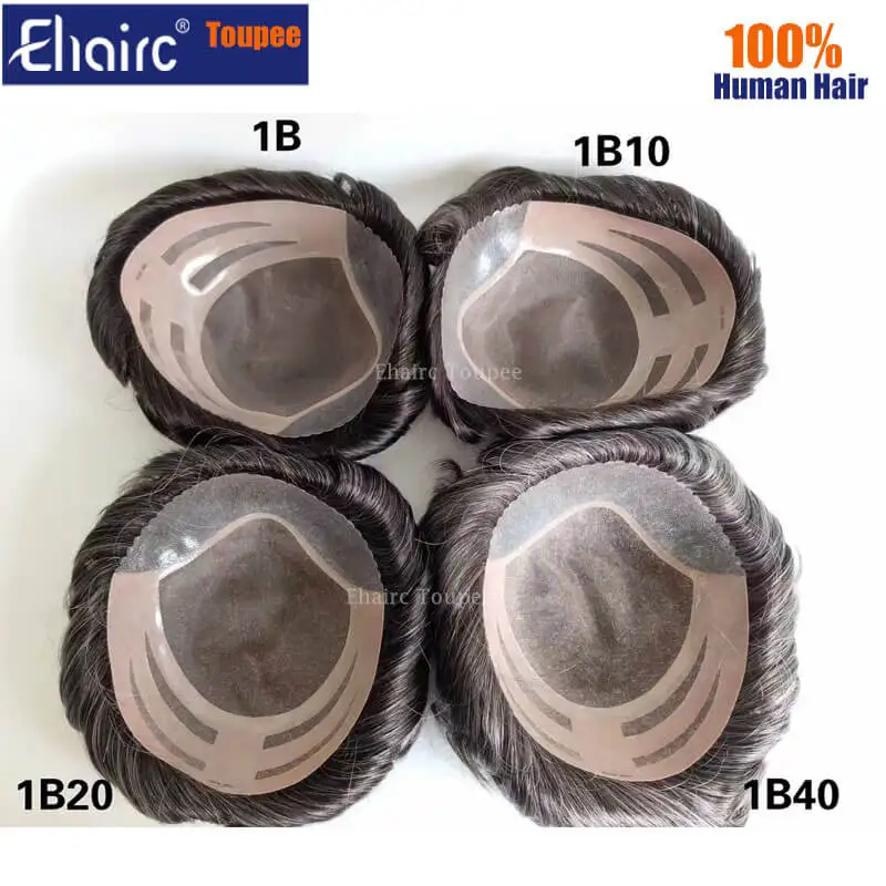 Bond- Men's Wigs Mono Base With PU In Front And NPU Back Replacement System Unit Male Hair Prosthesis 100% Natural Wig For Men 4