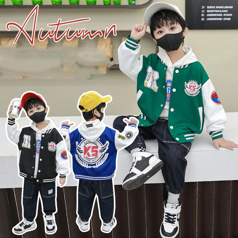 

Бейсбольное пальто для девочек 2-13 лет, куртка на пуговицах с буквами для девочек, новая осенняя одежда в Корейском стиле для мальчиков, Детская верхняя одежда