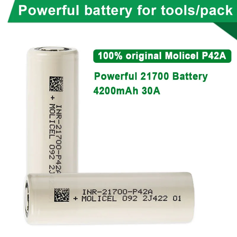 Batteria Originale Agli Ioni Di Litio Molicel Ricaricabile 21700 4200Mah 30A / 45A P42A 3.7V Batterie Al Litio Per Torcia Elettrica Grande Potenza
