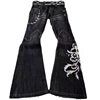 New High Waist Harajuku Loose Embroidered Women Jeans with Rock Punk Style Y2K Micro La Retro Wide Leg Pants 4