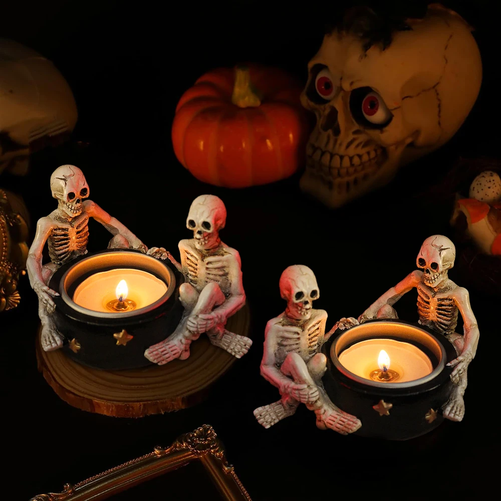 Skeleton Resin Halloween Candle Holder 4 | Skeleton Resin Halloween Candle Holder 4