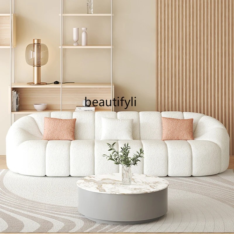 

French Cream Style Beauty Salon Lambswool Sofa Rest Area Reception Fabric Sofa