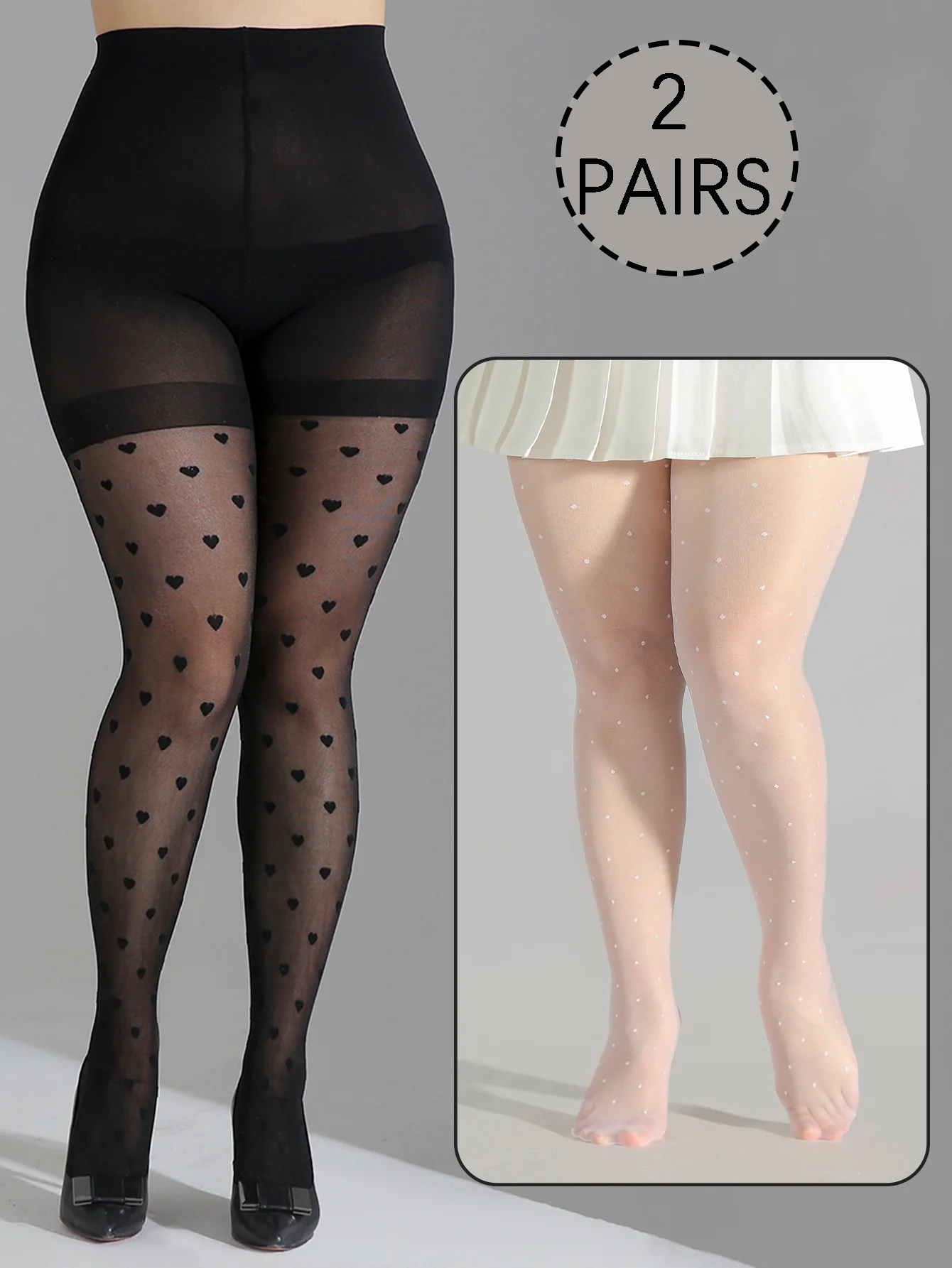 2 Paar Plus-Size-Strumpfhosen mit hoher Taille, ultradünne Nylonstrümpfe, hochwertiges Design für Damen und Mädchen