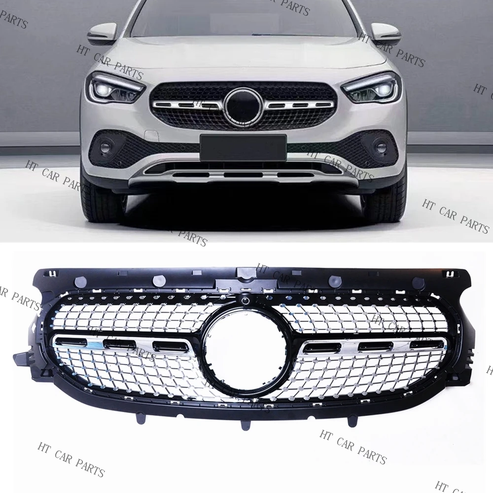 

For Mercedes Benz GLA Class H247 GLA45 GLA35 2020-up 1 Piece Black Diamond Style of Front Bumper Grille Mesh Grill