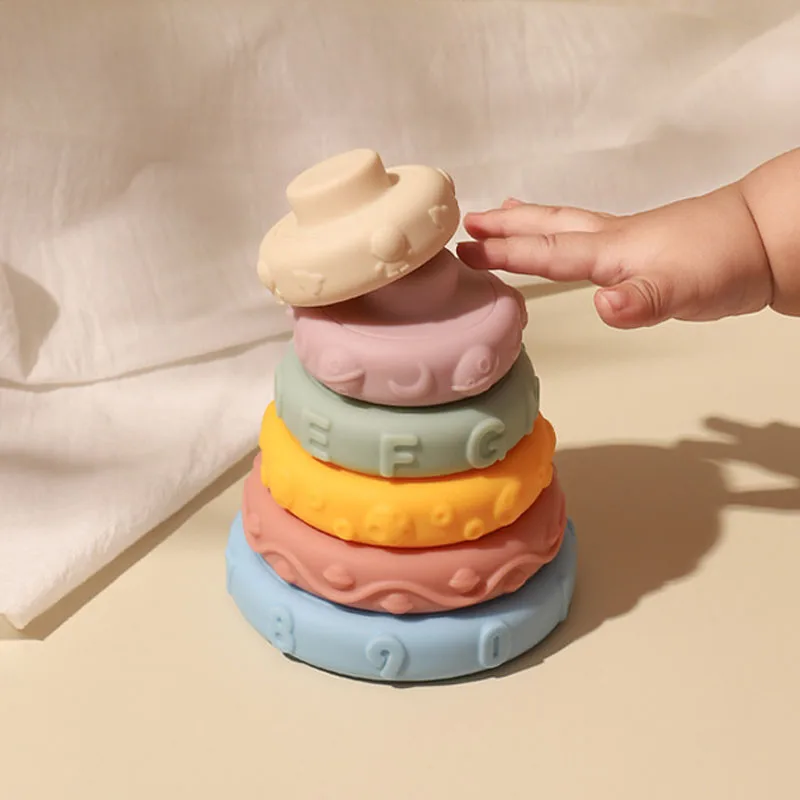 

Silica Gel Stacked Blocks Baby Toy Montessory Materials Sensory Trainning Educational Toys For Children Learning Toy 0-36 Months