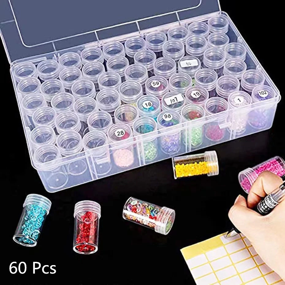 New Kits Diamond Painting Tools Storage Box Diamond Embroidery Accessories  Plastics Boxes 54 Bottle Organizer Storages 56 Cells - AliExpress