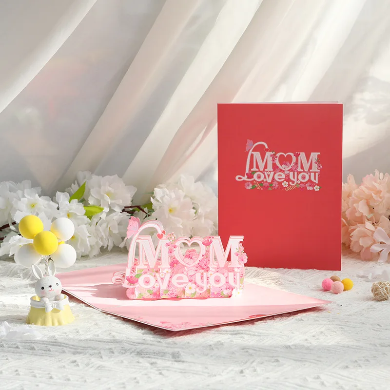 Faccito 24 Biglietti Per Festa Della Mamma Con Buste - 6 Disegni Assortiti A Forma Di Cuore E Stelle - Dimensioni 8,5x8,5 Cm - Cartoncino Di Qualità - 3