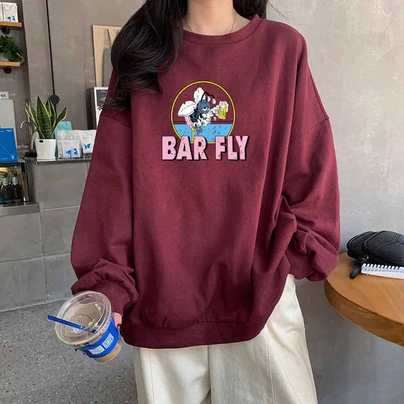 Woman Cartoon Print Sweatshirt Harajuku Aesthetic Clothes Plus Size Women Sweatshirts Loose Body O Neck Vintage 2023 Pullovers