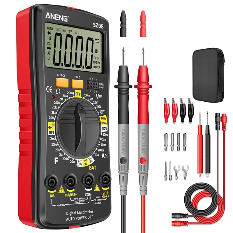

ANENG SZ08 Ultra-Thin Storage Meter Auto Voltmeter AC DC 220V Resistance Handhold Testers