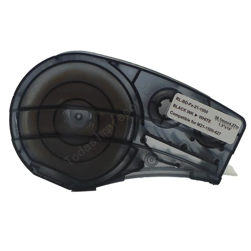 M21-1500-427 비닐 라벨 리본, BMP-21 PLUS 프린터용, 산업용 라벨 프린터, 블랙 온 화이트, 100PC, 38.1mm x 4.27m