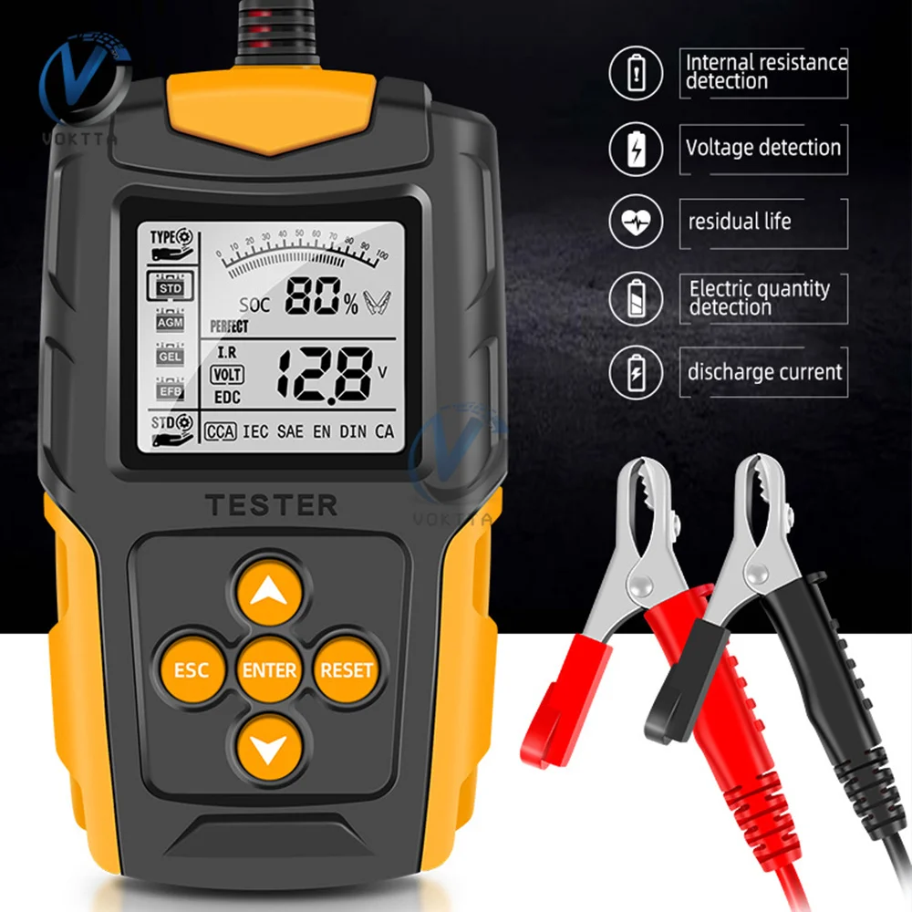 

Car Battery Tester LCD Battery Test Analyzer Charger Diagnostic Tool for 12V 24V Lead Acid Battery Test CCA IR SOH Measurement