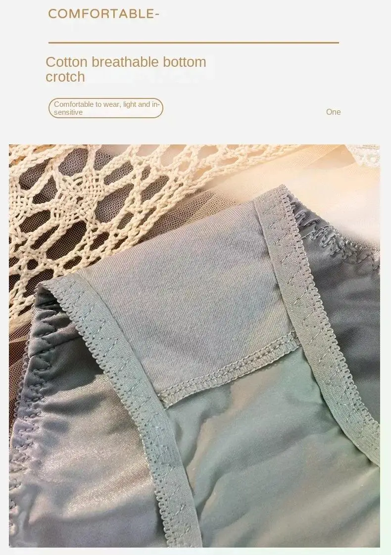 Description Picture 4 of itemSilk satin surface String Femme Sexy Underwear Solid Color Metal Heart Hollow Out Slips Thong Panties Fashion 2024 Mutande