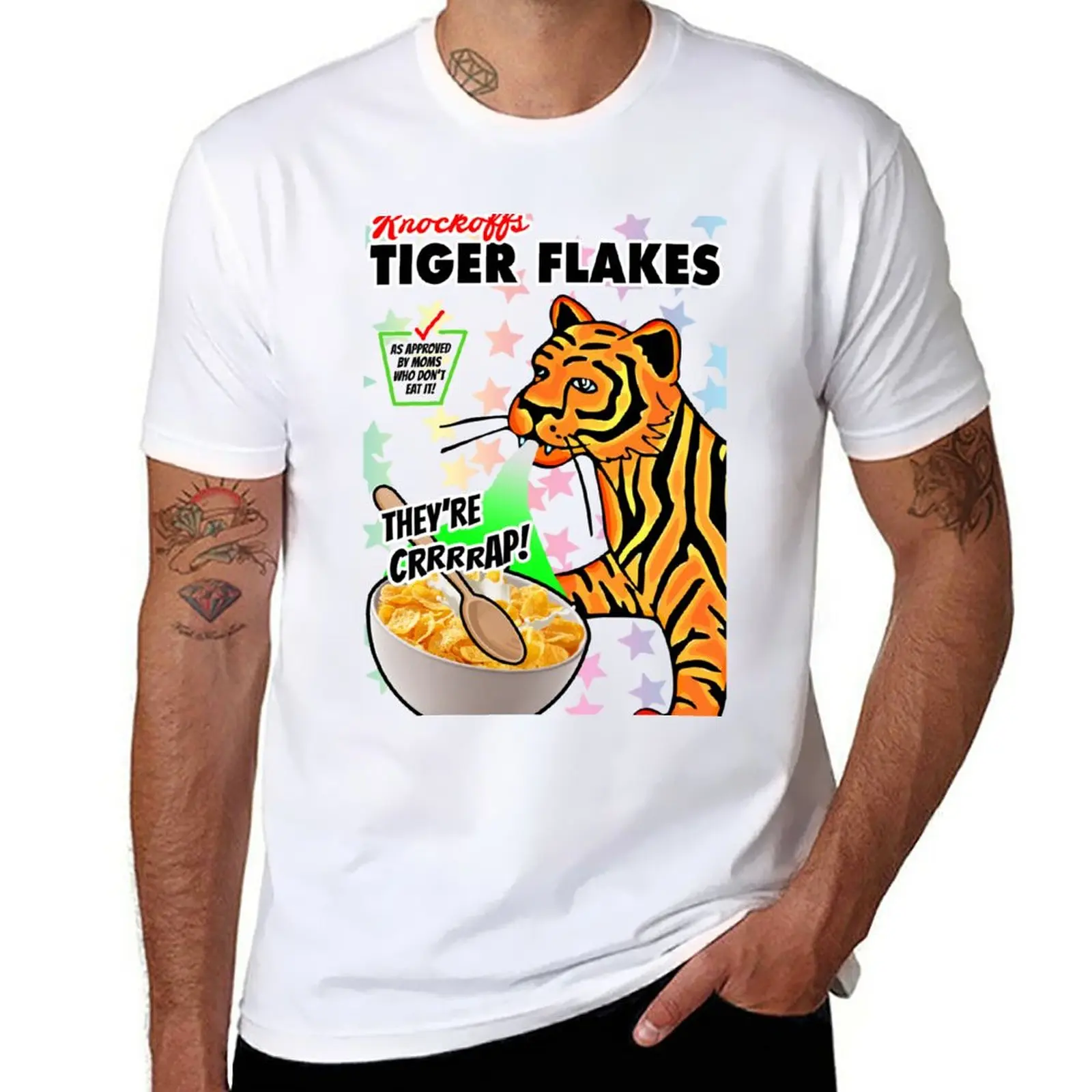 

New Knockoff Breakfast Cereal : Tiger Flakes : kinda Frosted! T-Shirt blank t shirts T-shirt for a boy t shirt men