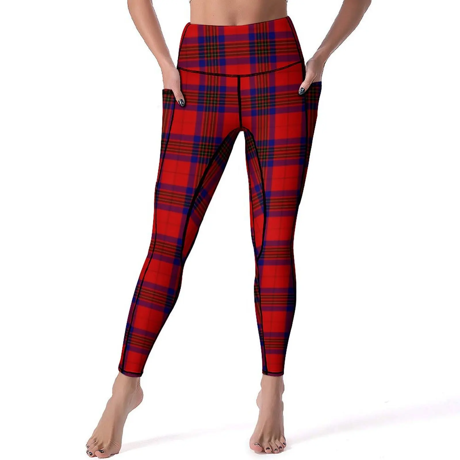 

Red Black Plaid Yoga Pants Sexy Check Print Graphic Leggings Push Up Workout Gym Leggins Female Aesthetic Stretchy Sports Tights