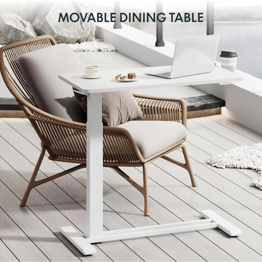 Adjustable Overbed Bedside Table with Wheels Pneumatic Mobile Standing Laptop Desk Rolling Computer Cart Movable Overbed Table 5