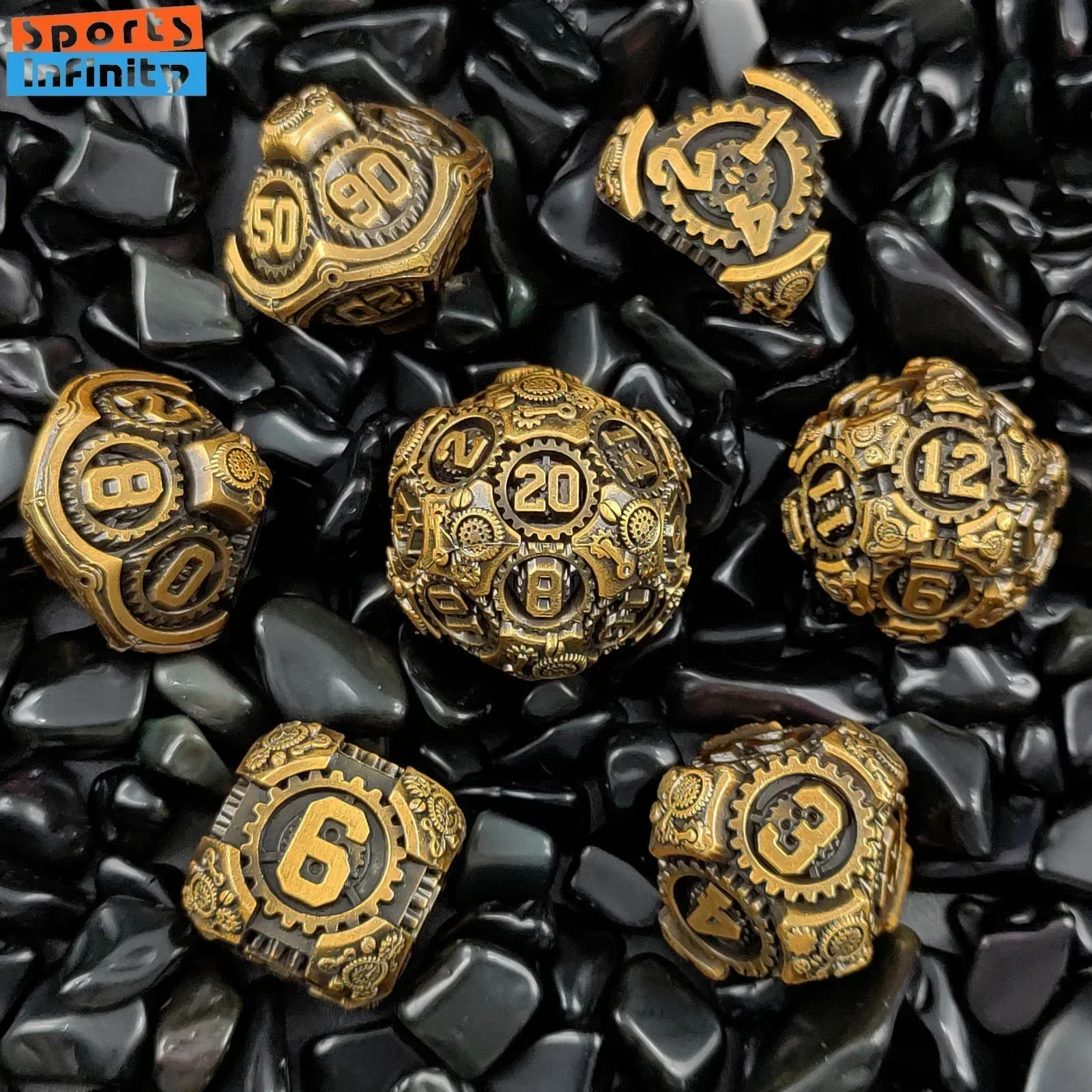 7pcs/set Gear Metal Dnd Dice Set Polyhedral Number Dice Kit for Dnd TRPG Cthulhu COC Running Team D6 Board Game game dice,dice set,acrylic dice