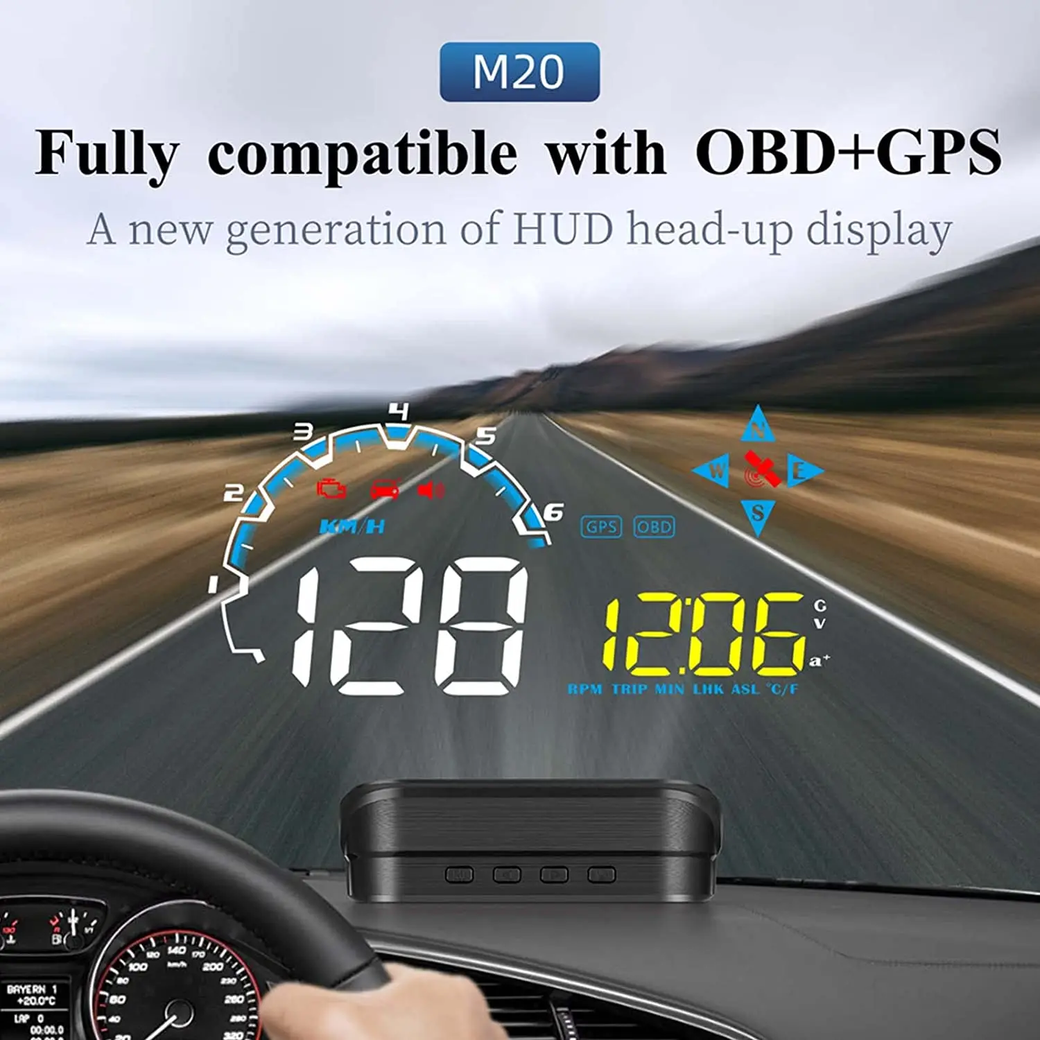 ڵ HUD ڵ OBD2 + GPS   ÷ GPS  ӵ º ǻ,  溸 ׼ 100km 