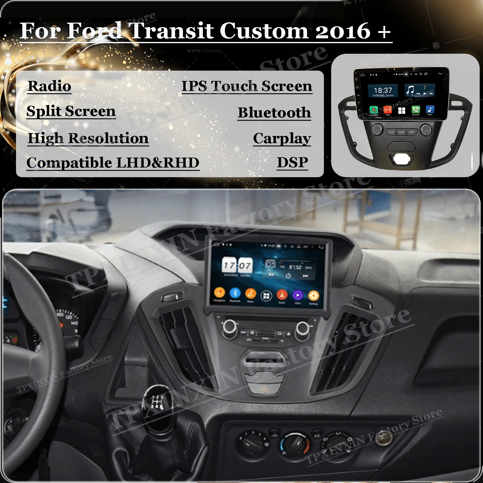 Automotive Central Multimedia 2 Din Android Unit Per Ford Transit Custom 2016 Autoradio Con Ricevitore Stereo Bluetooth Lettore Cd